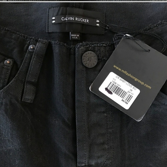 NEW Calvin Rucker Jeans Baby Love Distressed Black 26 Hi Waist Boyfriend Luxury - Picture 9 of 16